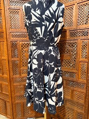 Signature Black and White Floral Midi Dress